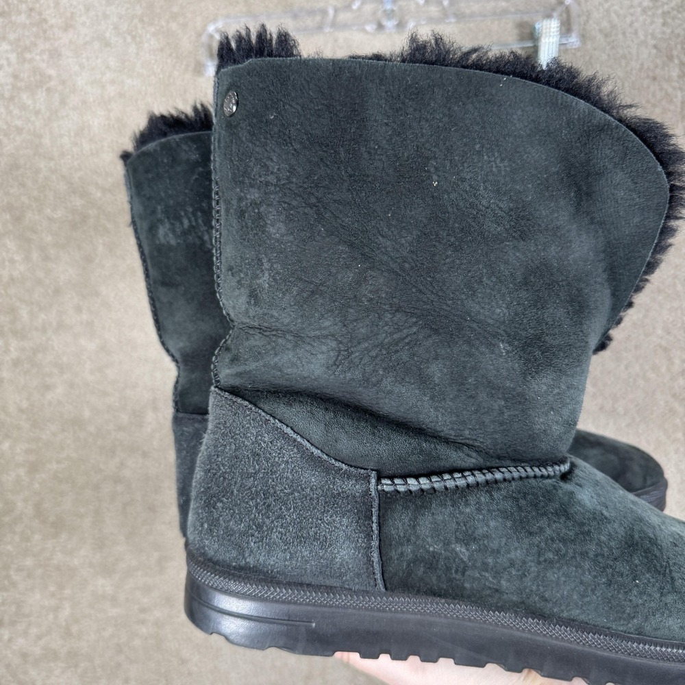 Abeo Black Boots Womens‎ Size 10 Sheepskin Suede Shearling Lined Mid Calf Winter - Picture 5 of 9